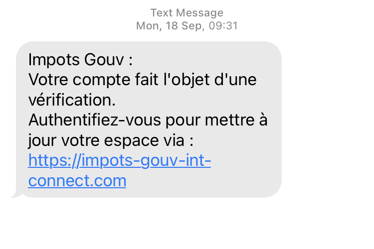 SMS phishing arnaque